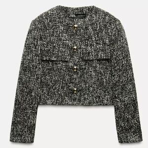 Zara TEXTURED SHORT BLAZER Size XL